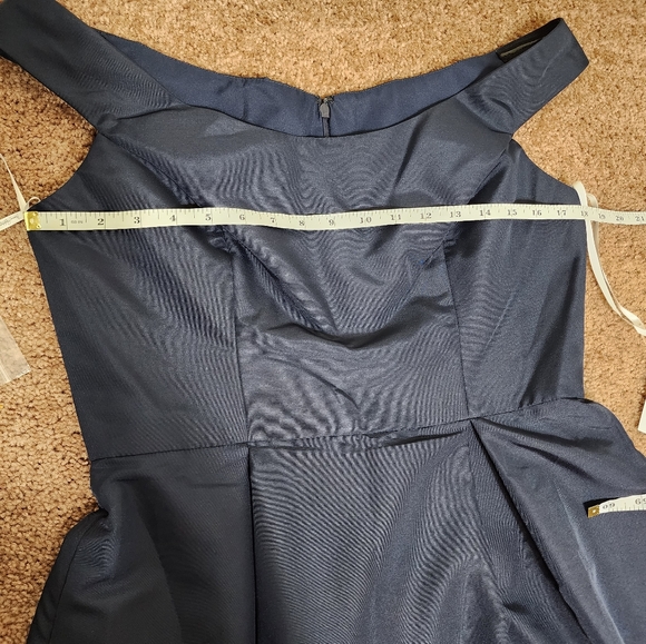 Jenny Packham Off-The-Shoulder Midi Dress In Midnight Style JP1018 Size 12 NWT - Picture 7 of 9